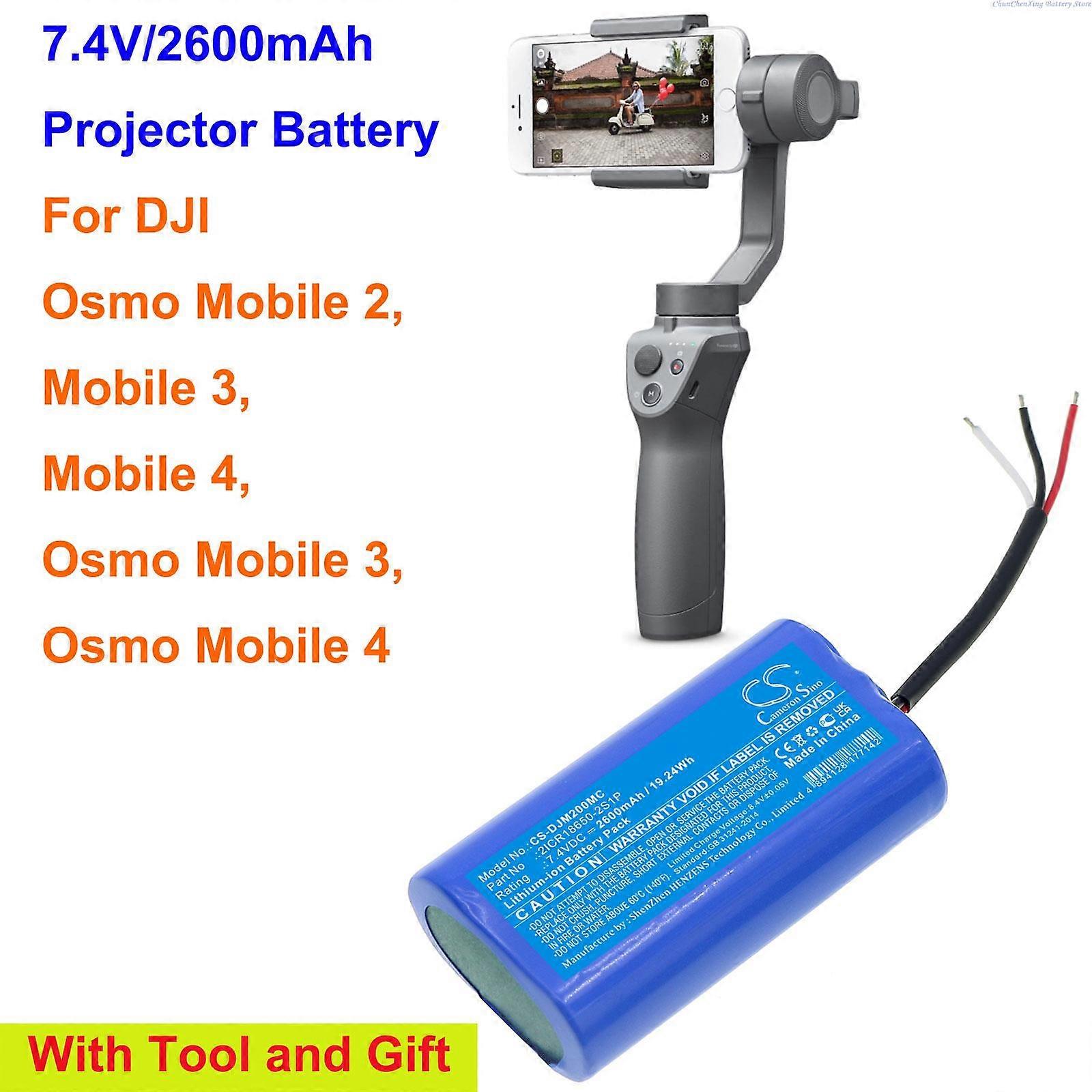 2600mAh Projektorakku 2ICR18650-2S1P für DJI Osmo Mobile 2, Osmo Mobile 3, Osmo Mobile 4