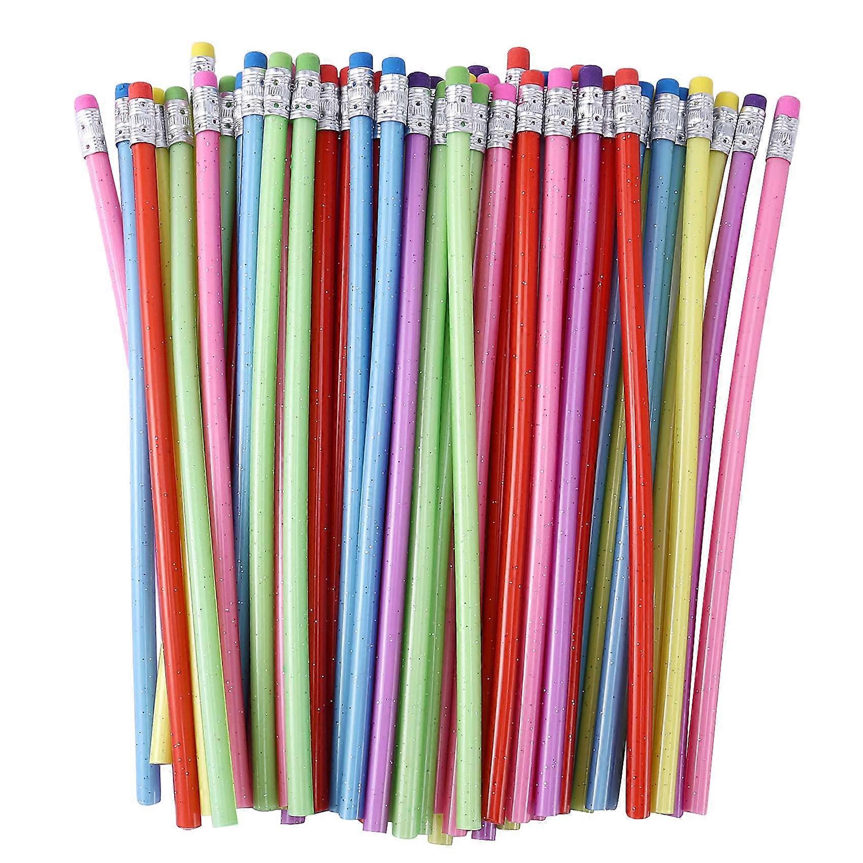 60 Pieces Bendable Pencil Flexible Bendy Soft Pencils with Eraser, Colorful