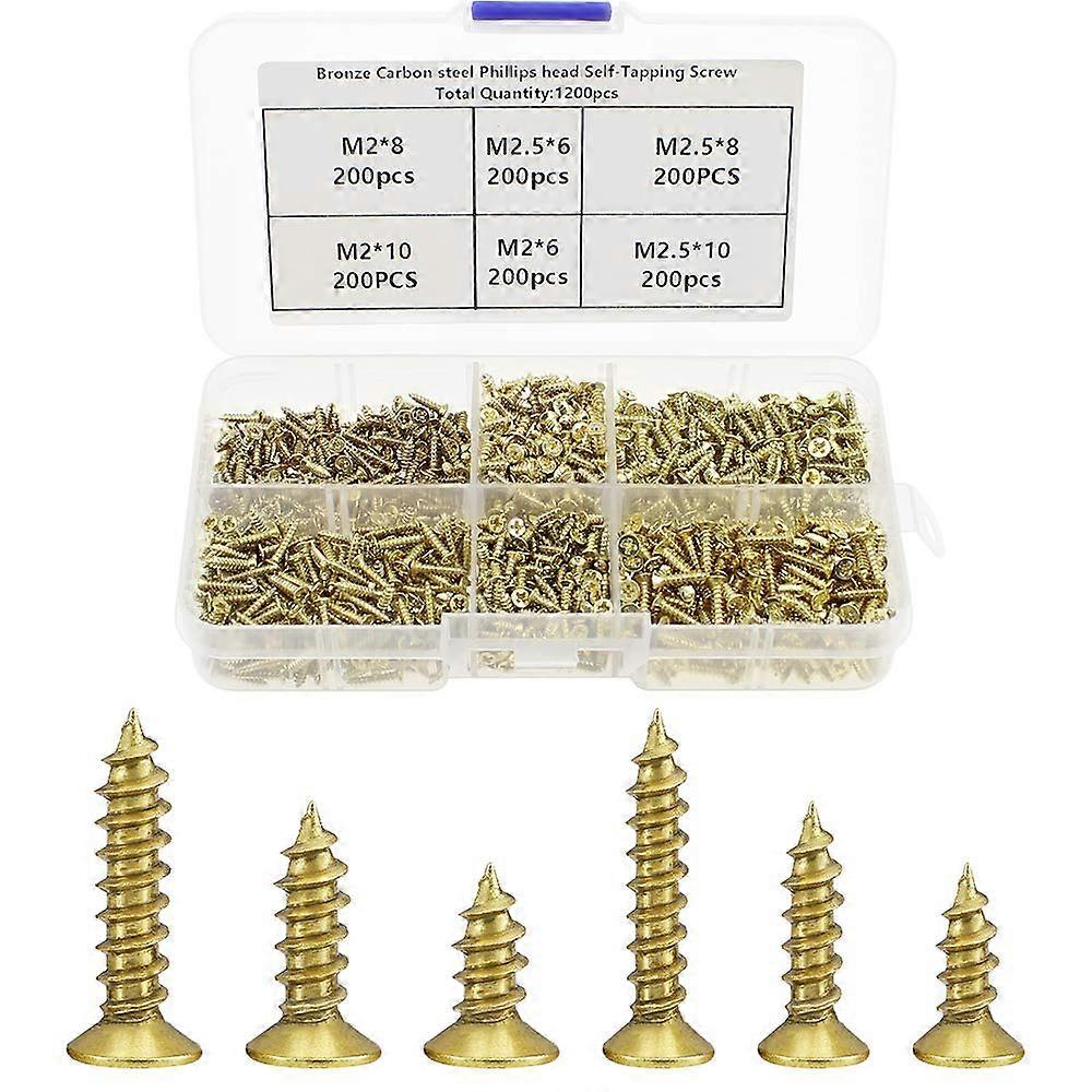 1200 Pieces Self-Tapping Flat Head Cross Small Screws Self-Tapping Cross Small Screws for Small Hinge Antique Self-Tapping Multi-purpose DIY Miniature