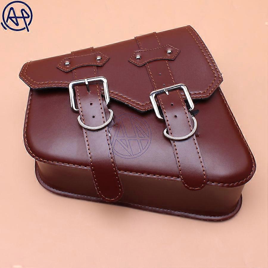 For Honda Yamaha Suzuki Harley Sportster XL 883 XL1200 Brown PU Leather Style Saddle Bag Motorcycle Luggage Side Tool Bag