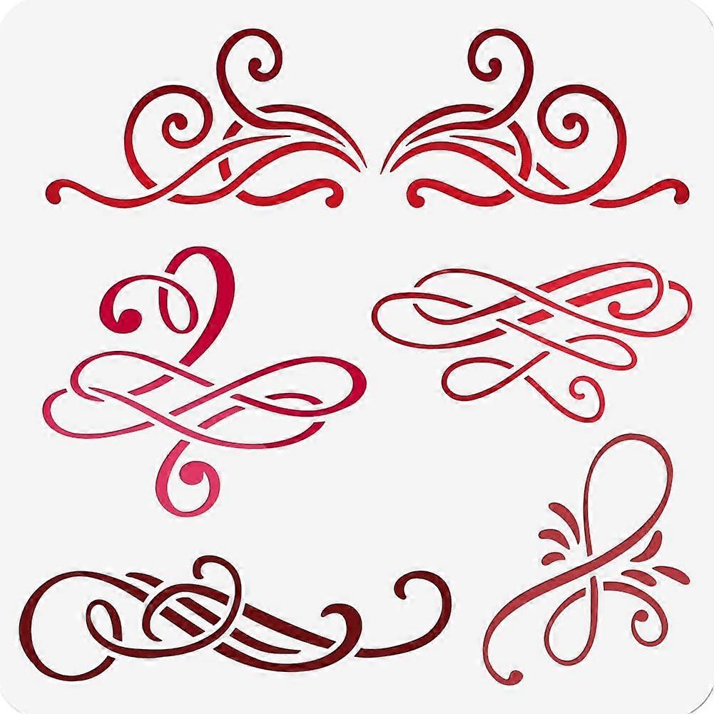 Abstract Flower Pattern Painting Stencils Reusable Stencils Swirls Calligraphy Journal Stencil for DIY Photo Album Art Stencils for Crafts 11.81x11.81