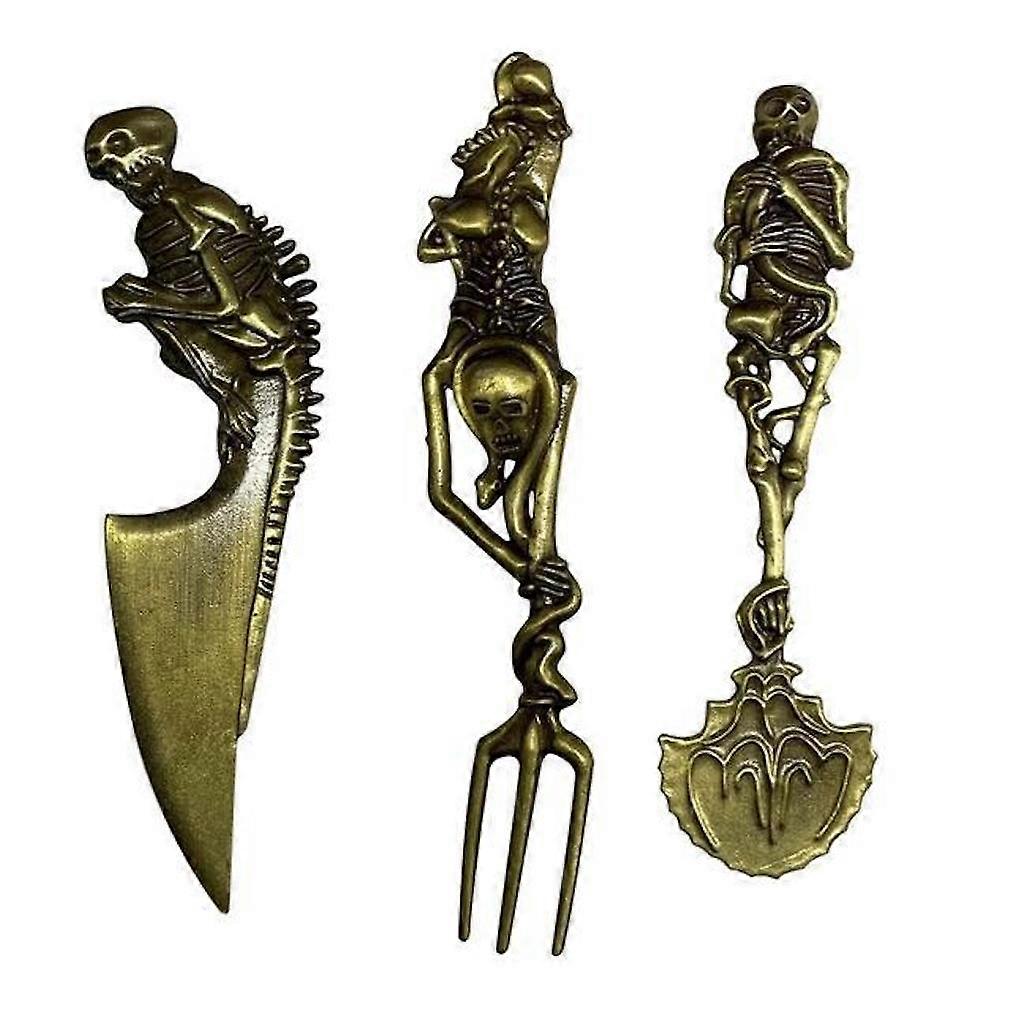 3pcs Skeletal Cutlery Set Tablewares Tableware Spoon Knife Fork for Halloween