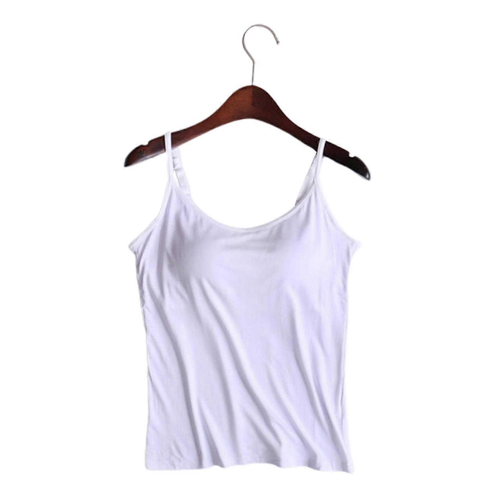 Women's Camisole Tops With Built In Bra Neck Vest Padded Slim Fit Tank Tops