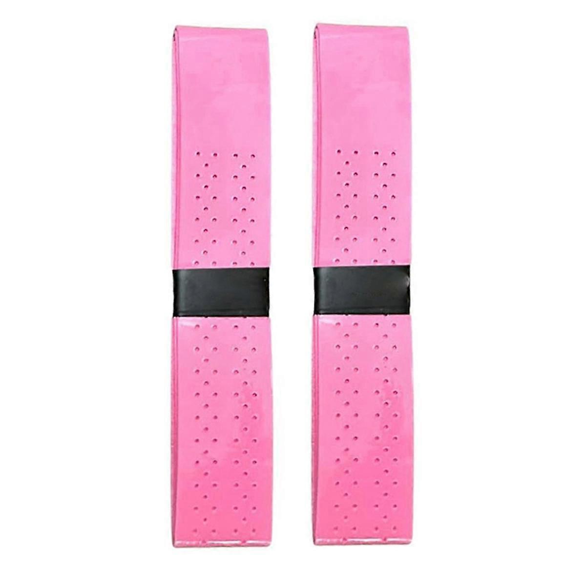 1 Pair of Pickleball Racket Tennis Racket Grips Sweat-Absorbent Anti-Slip Tape Wrap Tape for Handles-Pink