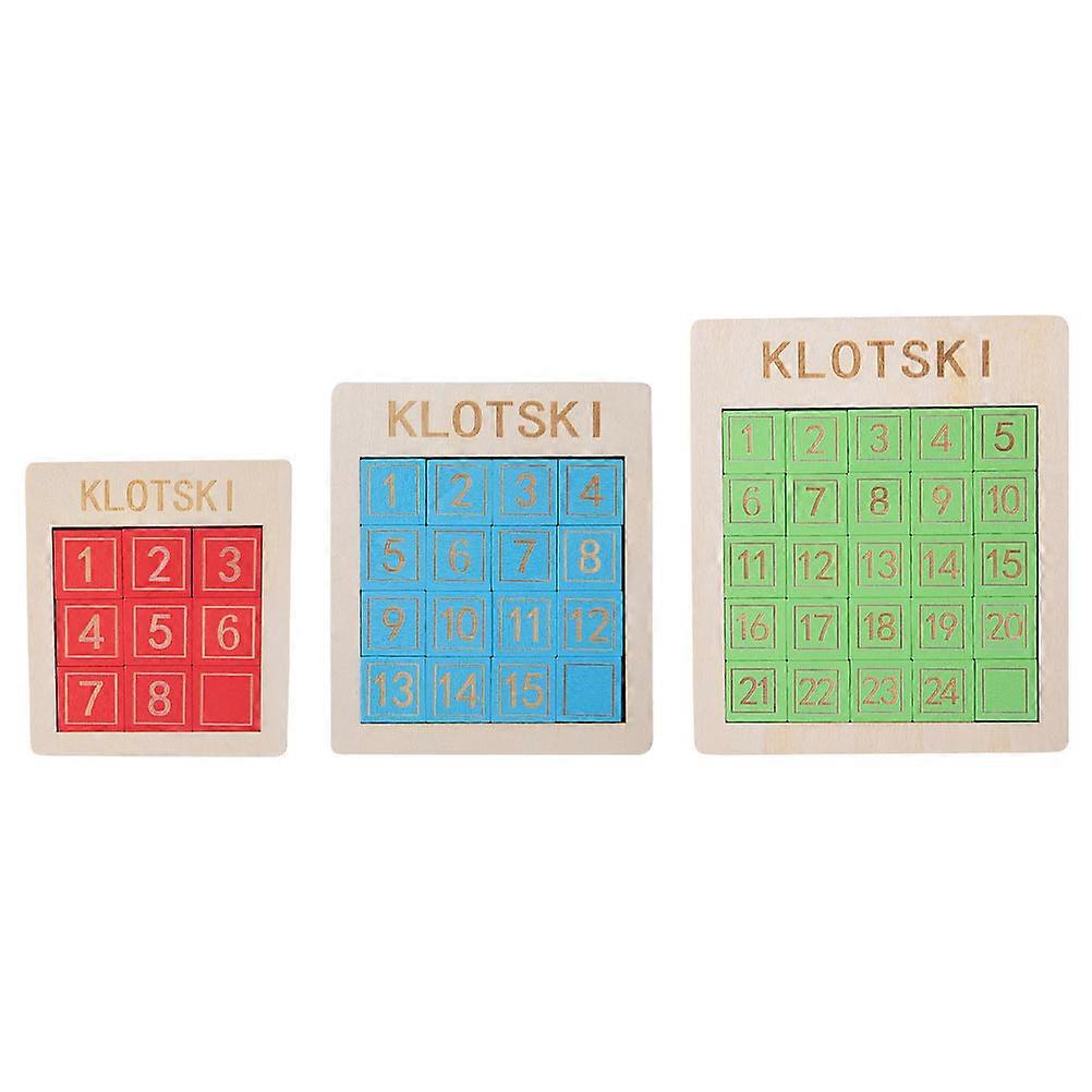 3 Pcs Puzzle Toy Math Learning Board Toy Wooden Slide Puzzle Brain Teaser IQ Game Wooden Number Blocks
