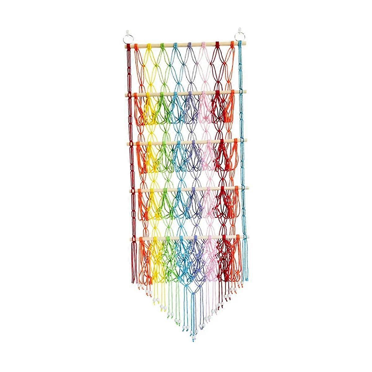 Hanging Organizer Plush Toy Storage Stuffed Animal Net Hammock Boho Macrame for Home Bedroom Books