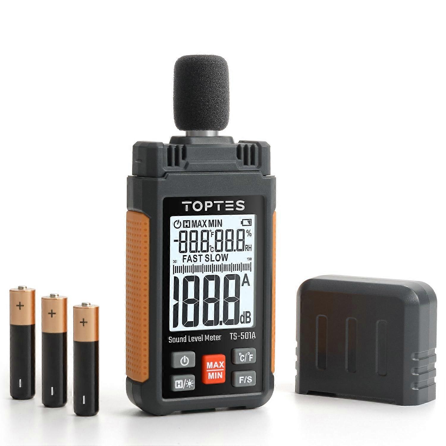 Decibel Meter, TS-501A Sound Level Meter with 2.25 Backlight LCD Screen, Portable SPL Meter with A