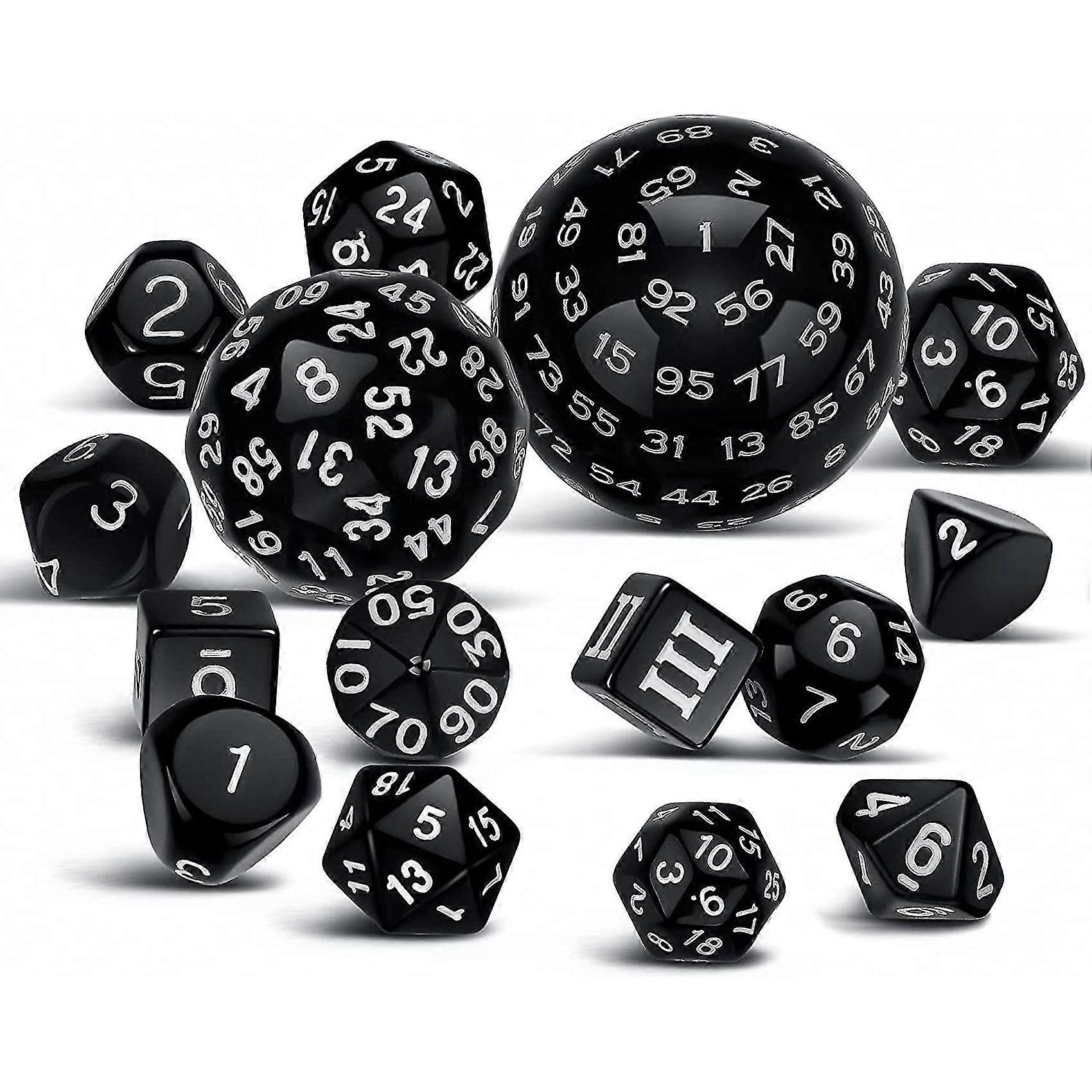 15 stykker Komplet polyhedral Dnd Dnd terningesæt D3-D100 sfærisk RPG terningesæt