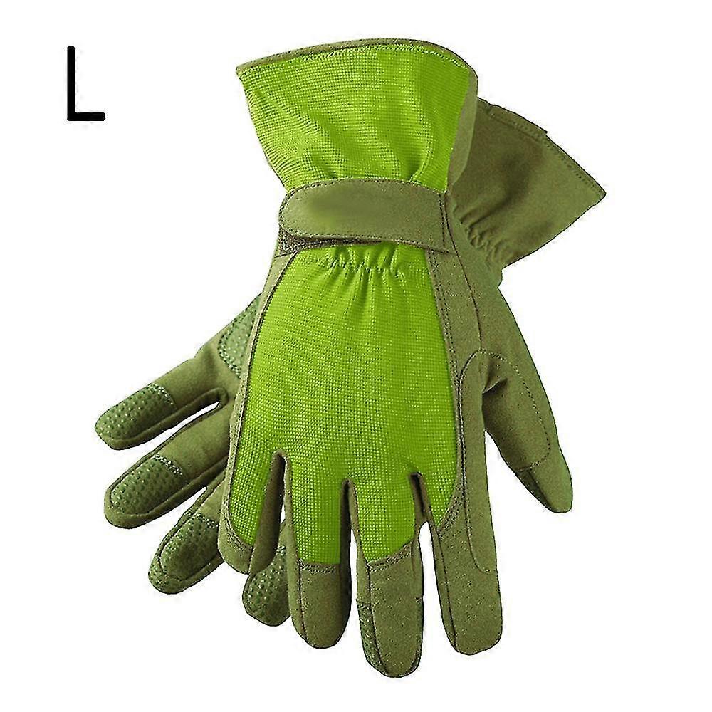 グリーン1ペアの女性用ガーデニンググローブ、とげとパンクローズ保護ハンドガード(L)