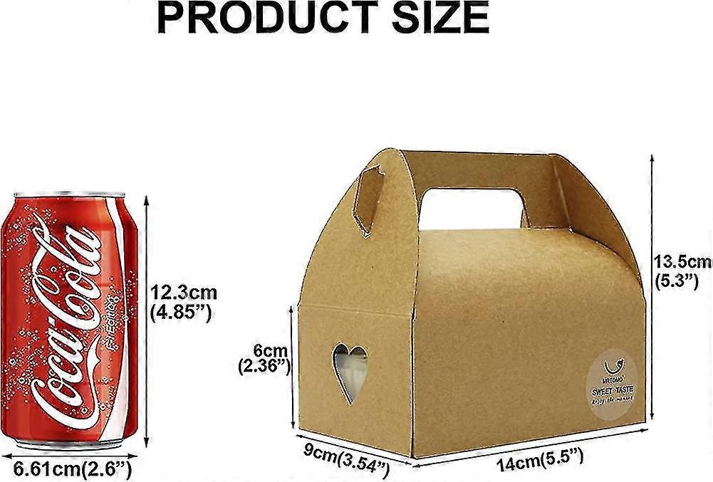 Hand-held Small Bakery Boxes With Window 20 Pack 5.5 X 3.5 Inch Cake Paper Gift