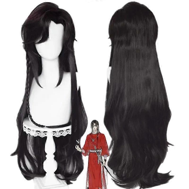 Hua Cheng San Lang Cosplay Paryk Himlen Embedsmænd Velsignelse Cosplay Tian Guan Ci Fu Paryk Sort Varmebestandig syntetisk hår Parykker Tw
