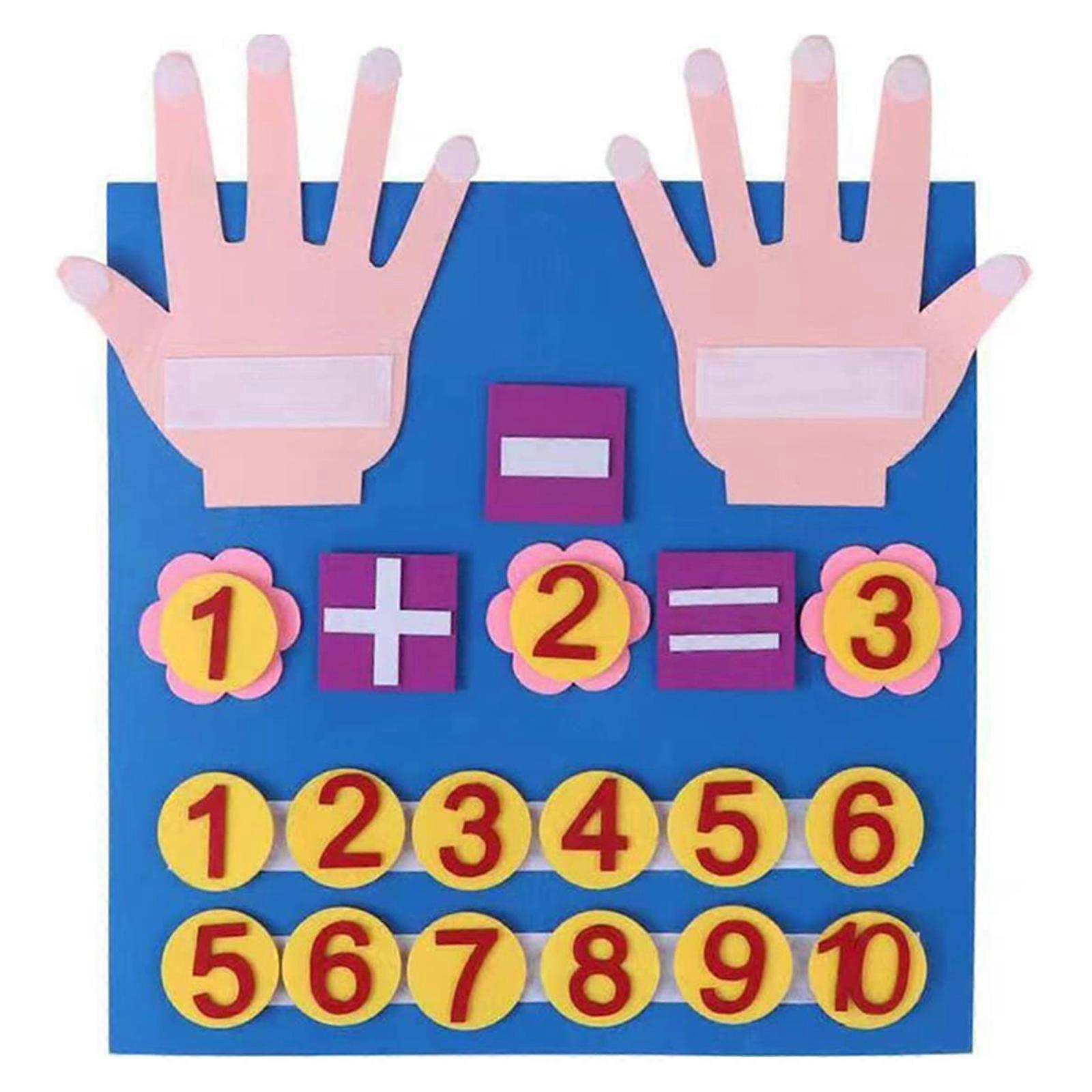 2023 New Upgrade Felt Board Finger Numbers Counting Toy Teaching Aids Numbers Felt Board for Kids Felt Math Addition and Subtraction Teaching