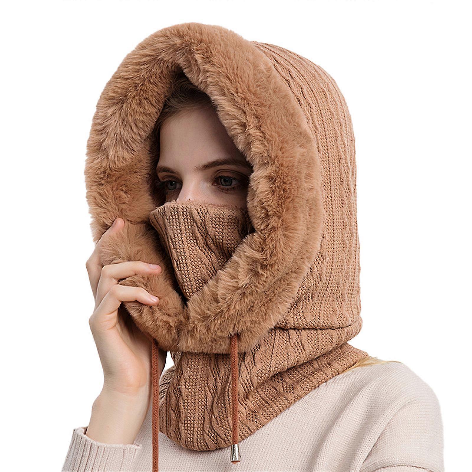 Ski Snow Hat Cap med Pompom Cold Proof Varm Foret Polyester Kvinder Vinterhue