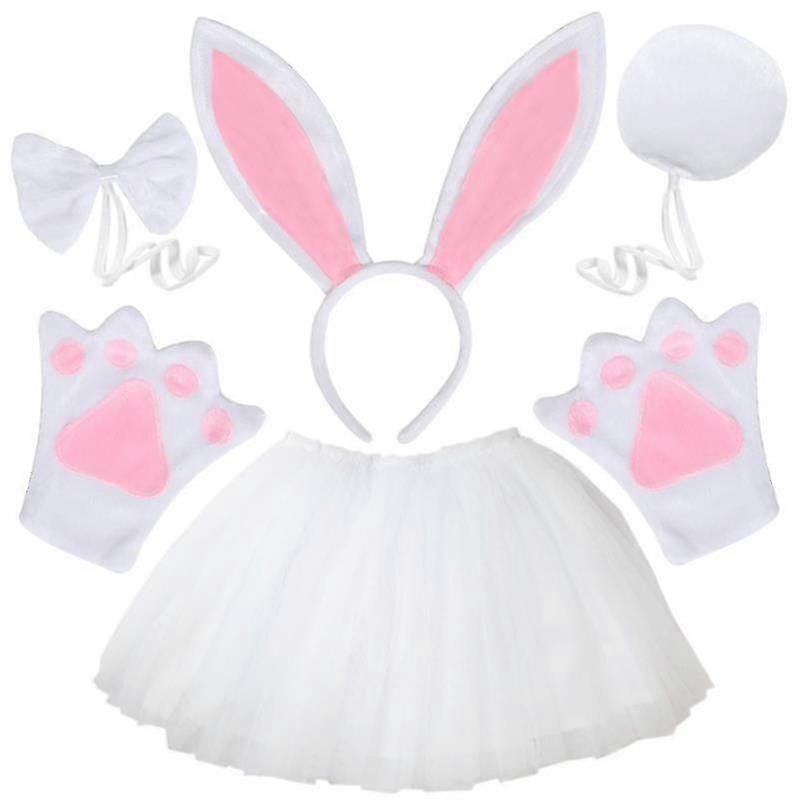 5pcs Easter Bunny Ears Bandeau Children's Day Party Party Party Stage Performance Bowknot Collar Accessoires Set # 5