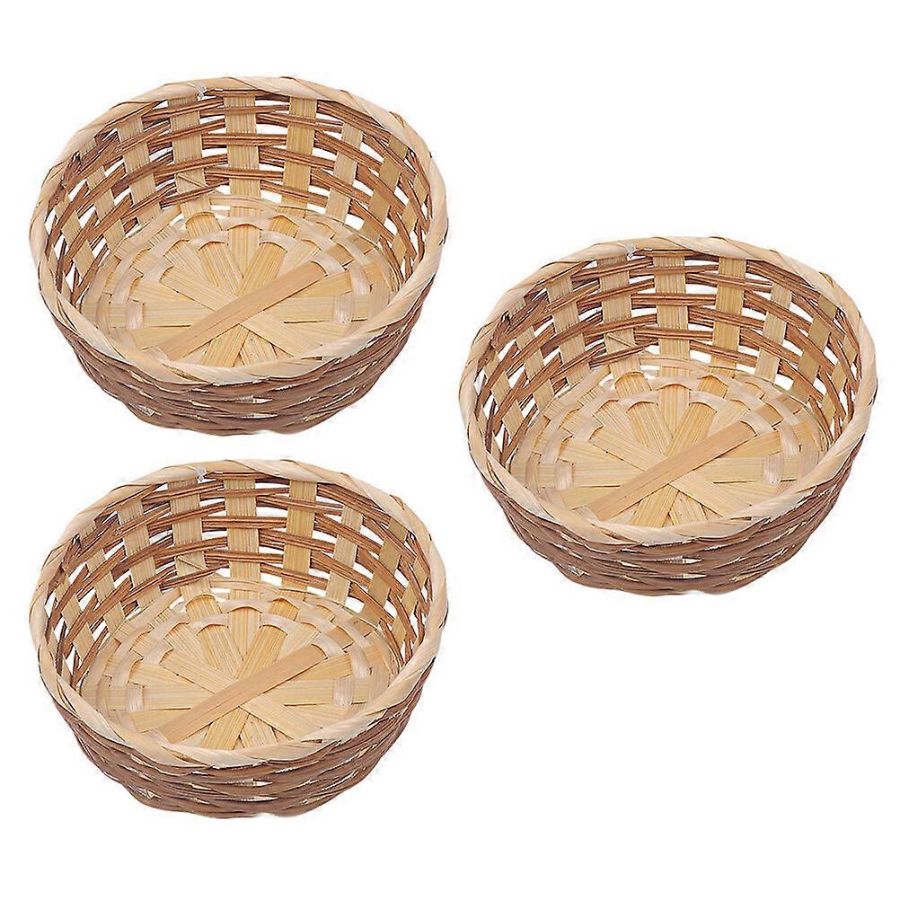 3pcs Handmade Baskets Bamboo Fruit Storage Container Home Storage Baskets