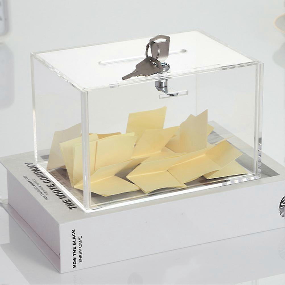 Transparent Donation Box Suggestion Box with Lock Complain Letter Box Donation Box
