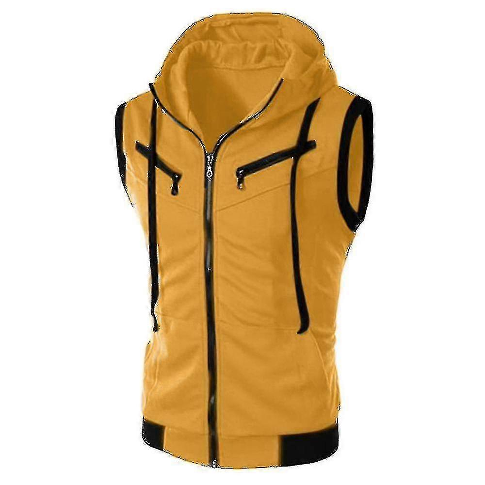 남성 지퍼 업 민소매 질레 후디 후드 조끼 스웨트 셔츠 재킷 조끼 탑