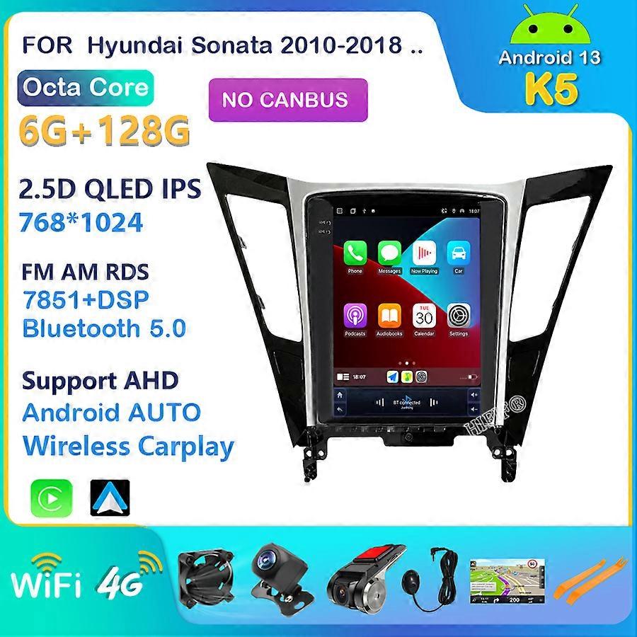 DSP Android 13Car Radio For Hyundai Sonata 8 YF 2010-2015 Multimedia Tesla Vertical Screen Navigation BT GPS 2 DIN DVD