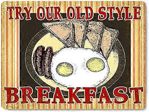 レトロなビンテージダイナー朝食金属錫看板ホームバーカフェレタウラント壁の装飾看板12x8インチ