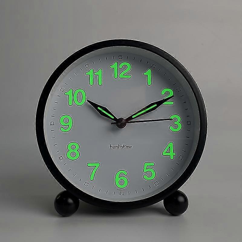 Silent Alarm Clock - Non Ticking Analog Alarm Clocks With Warm Light - Minimalistic Round