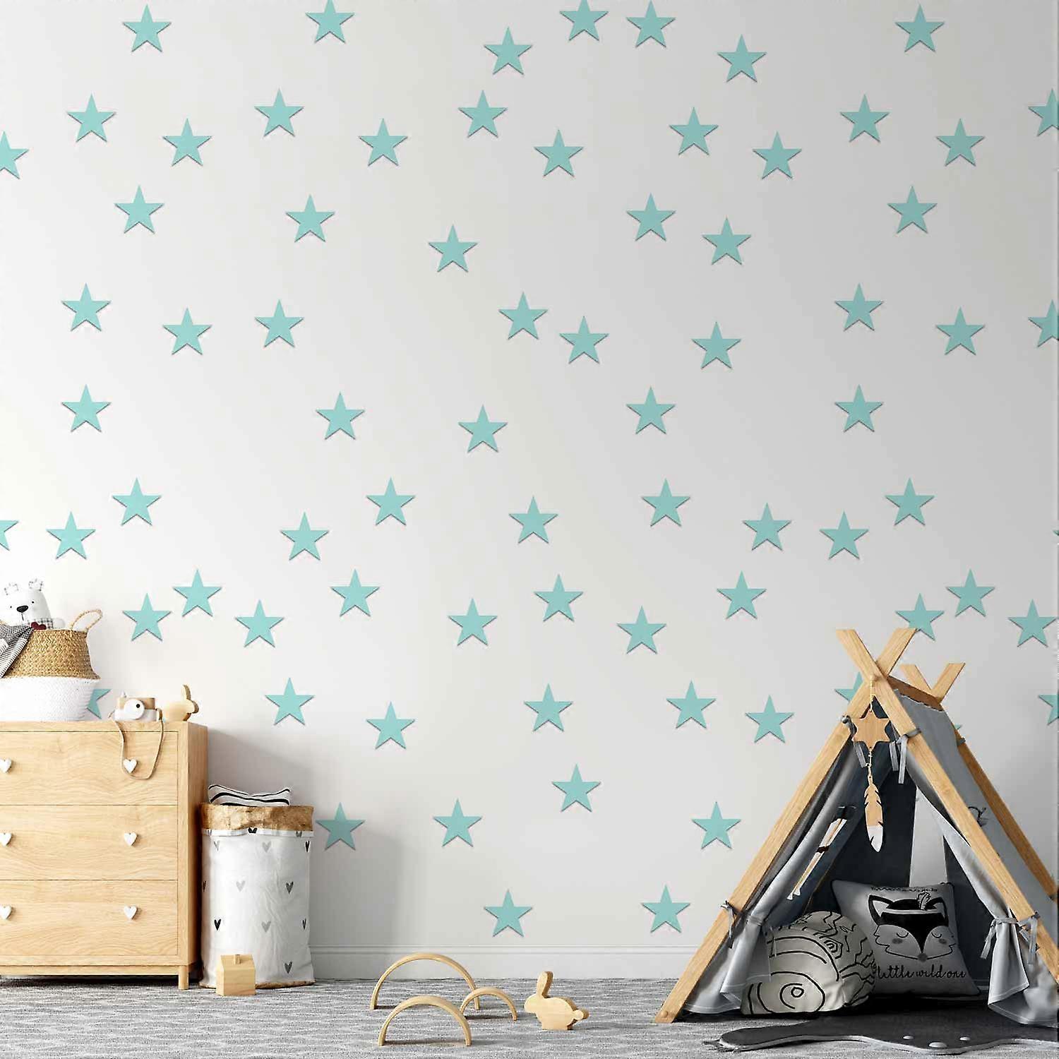 Tapet - stjerner - Aquamarine