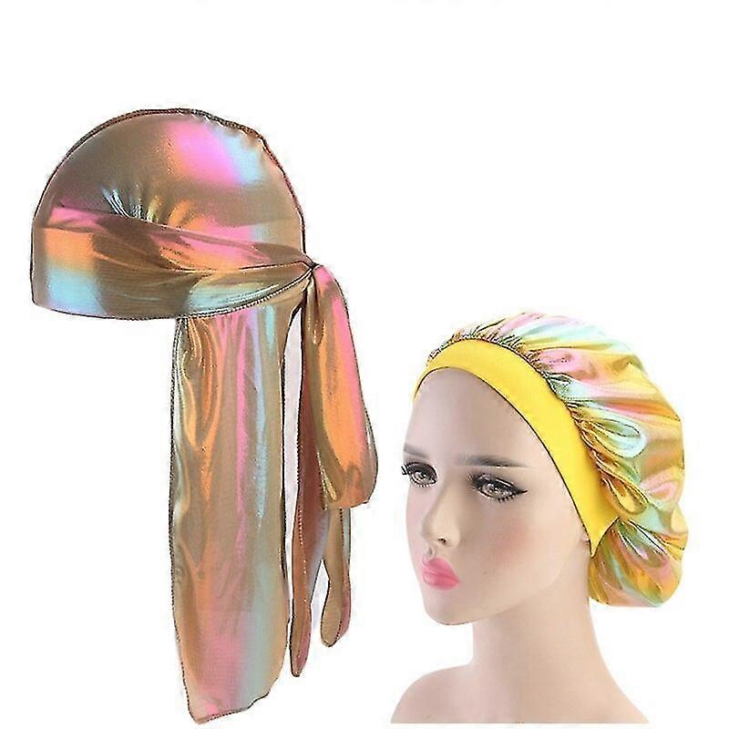 Unisex Comfortable Long Tail Wide Strap Sleeping Hat For Men, Solid Wide Rag Cap