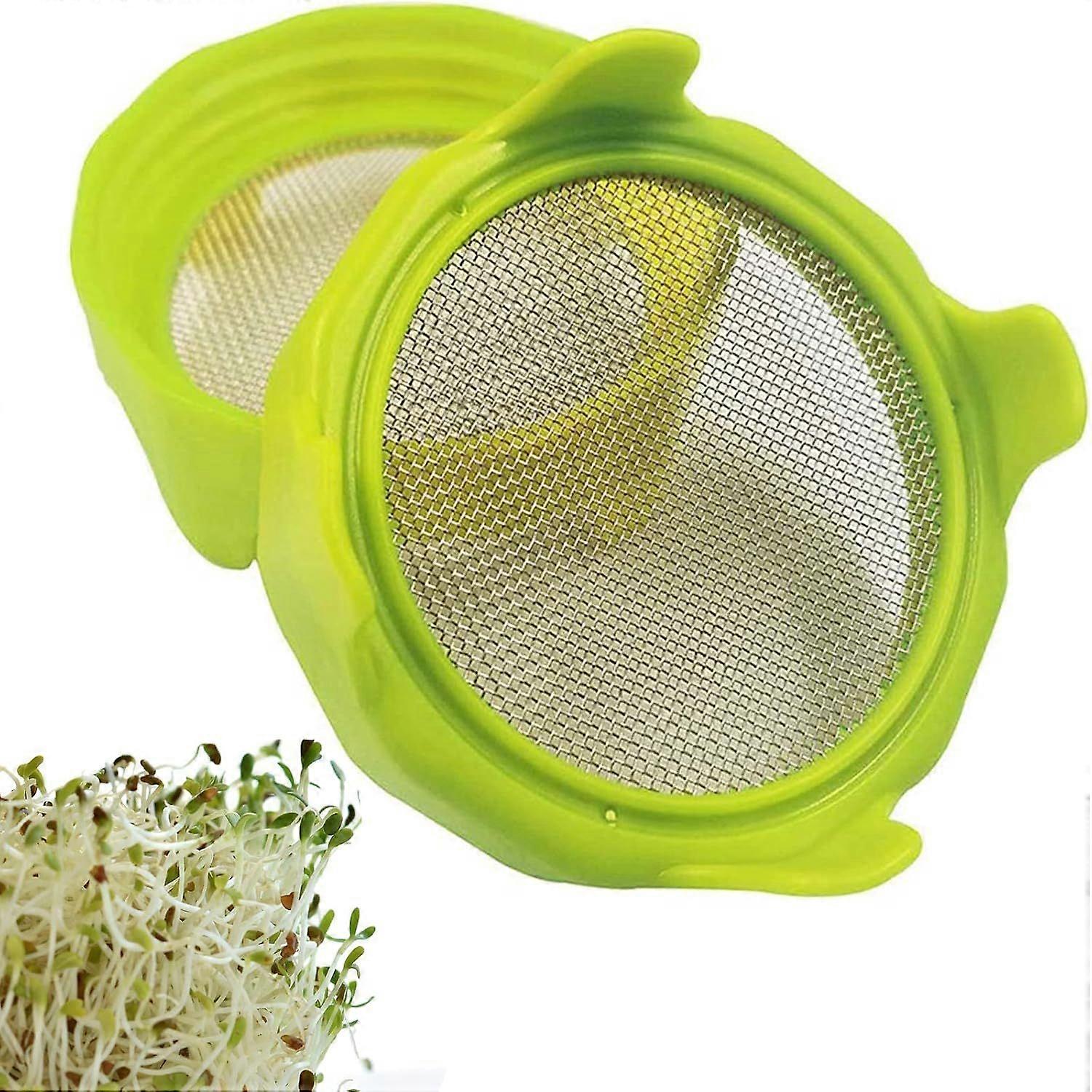 Keimdeckel, Sprossendeckel aus Kunststoff mit Edelstahlsieb für Weithals-Einmachgläser, Keimset Sprouter Sprout Maker mit Wasserschale