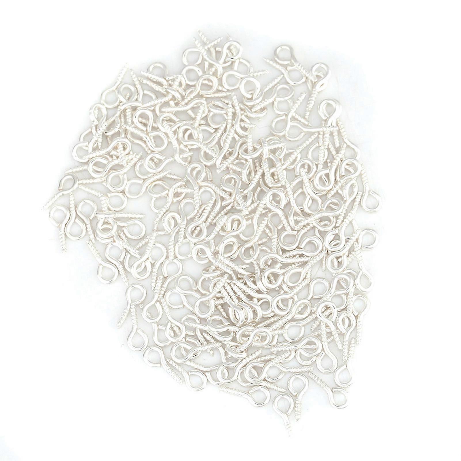 200Pcs / Bag Eye Pins Eyepins Alloy Thread Screw Eye Hooks Jewelry Findings (Silver)