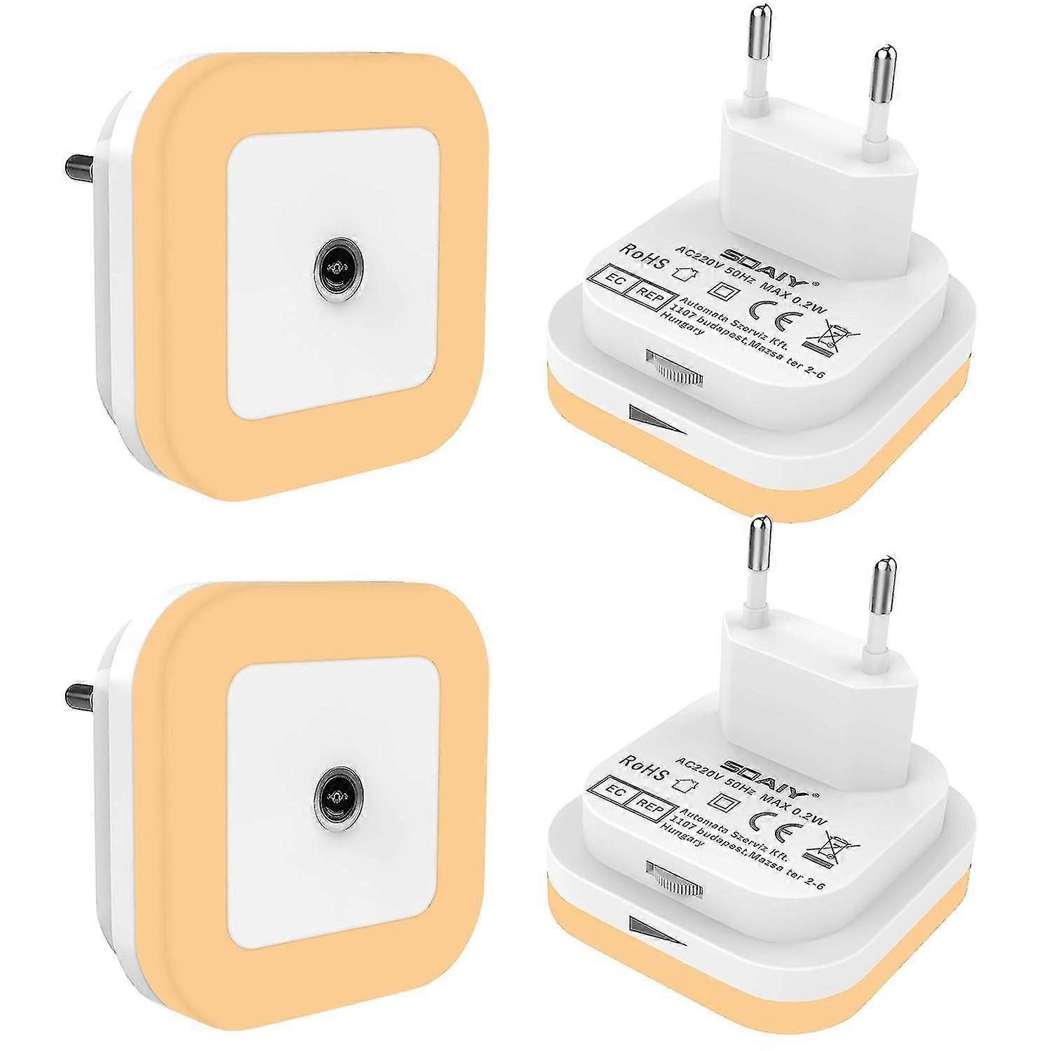 Set Of 4 Dimmable Led Night Lights With Twilight Sensor 0.2w Energy Saving Orientation Lamp For Children's Room, Bedroom, Hallway, Staircase, Kitchen