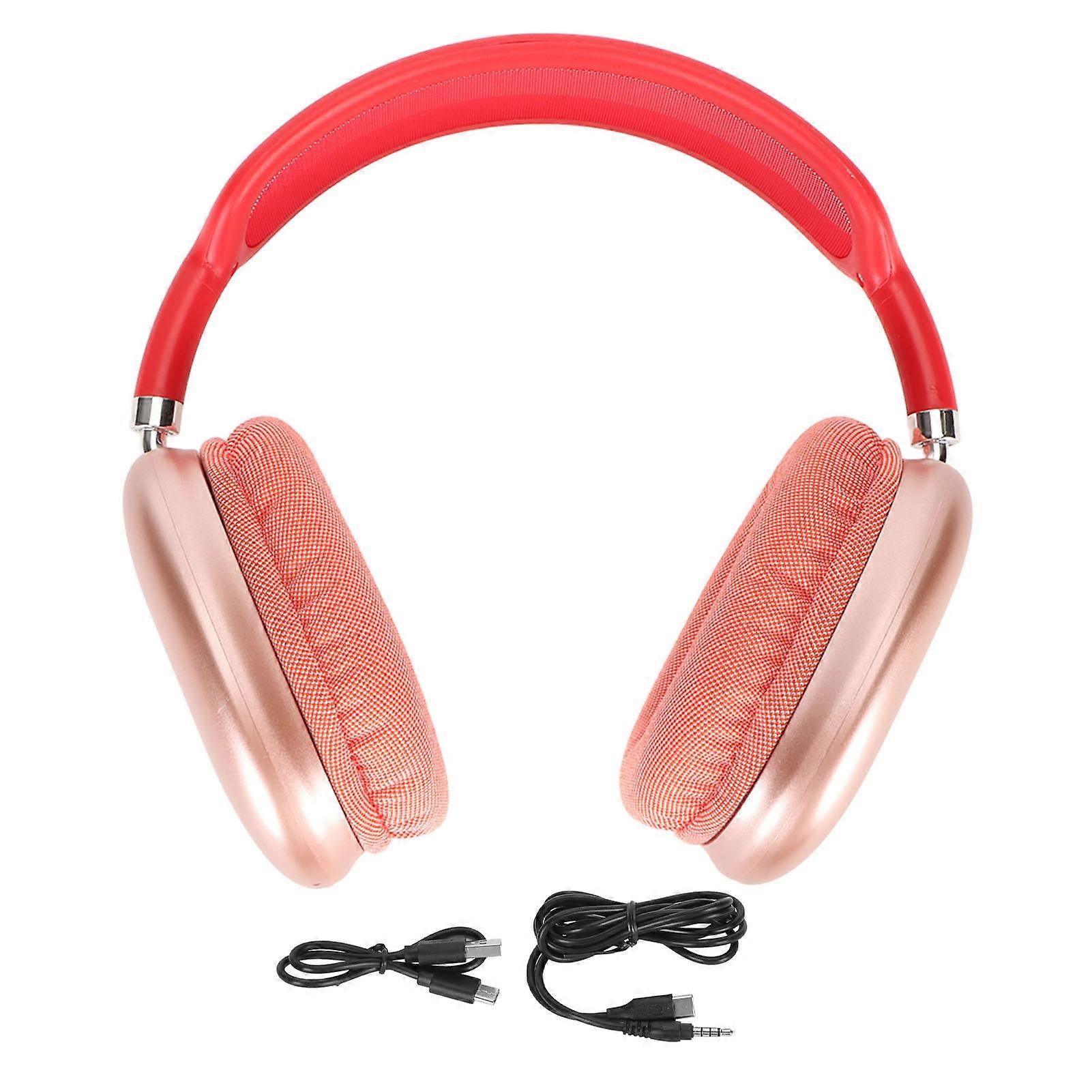 Red Wireless Bluetooth Headphones with Mic - Foldable, Adjustable, 12-Hour Playtime