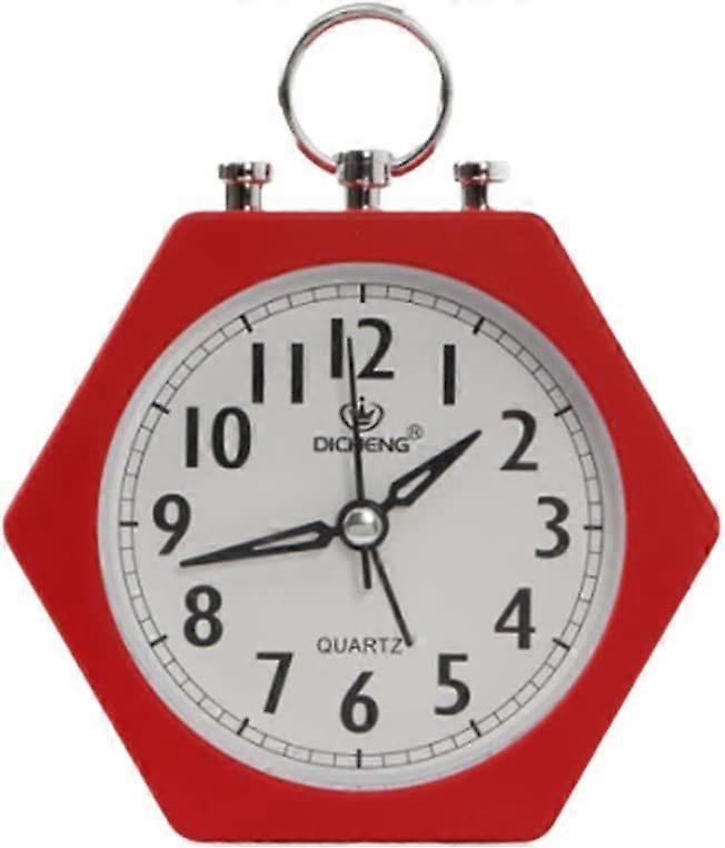 Alarm Hexagon Desk Table Clock Wake You Up Silent Working Perfect for Bedroom Office Red