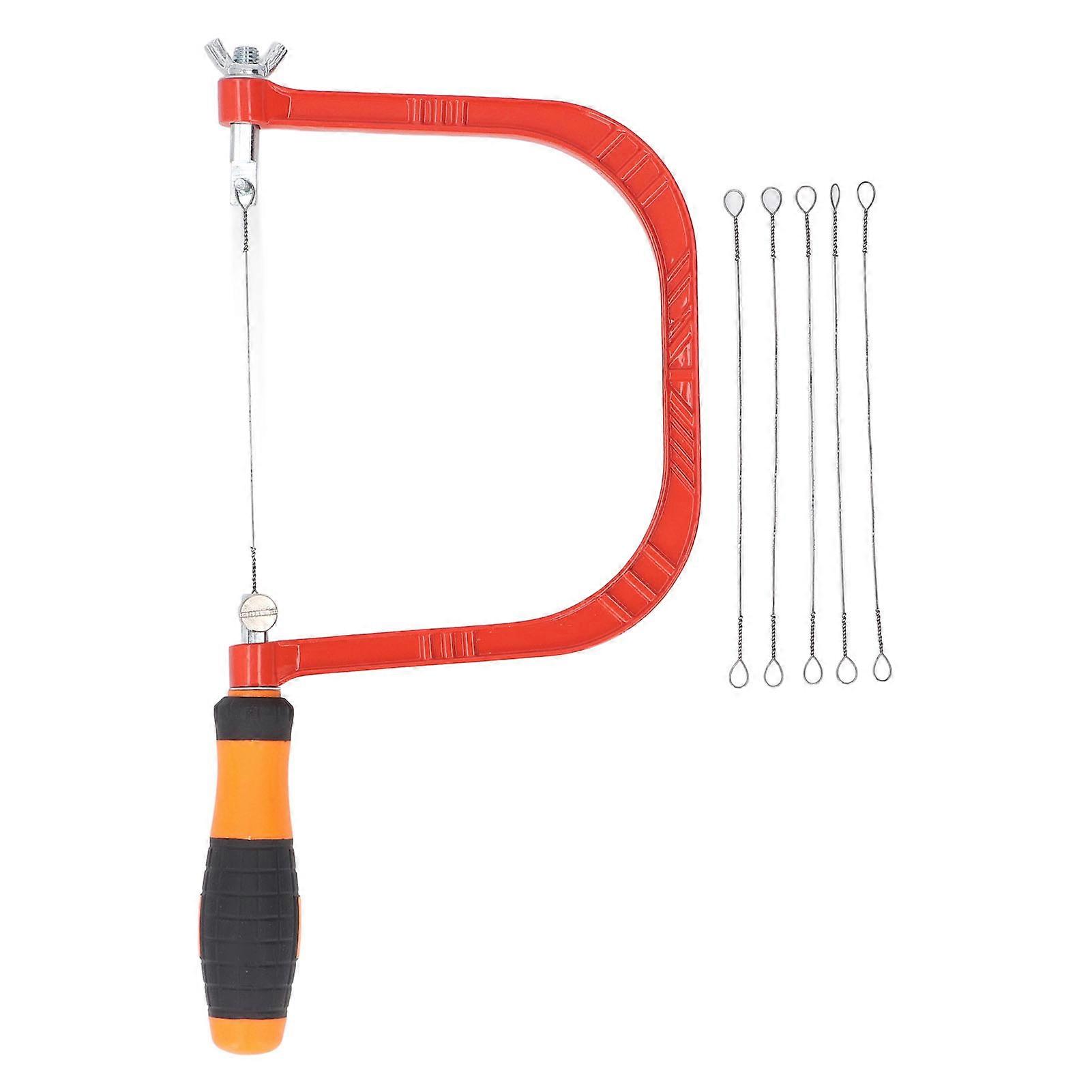 Coping Saw 6 Inch U Shape Multifunctional Aluminium Alloy Small Carving Saw with 5 Blades for Woodworking