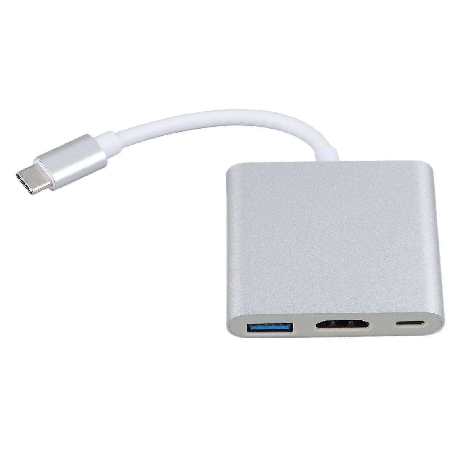 USB-C-Dockingstation 3-in-1-Aluminiumlegierung 4K HD 5 Gbit/s Übertragung 60 W PD-Stromversorgung USB-C-Hub für TV-Projektor-Computer