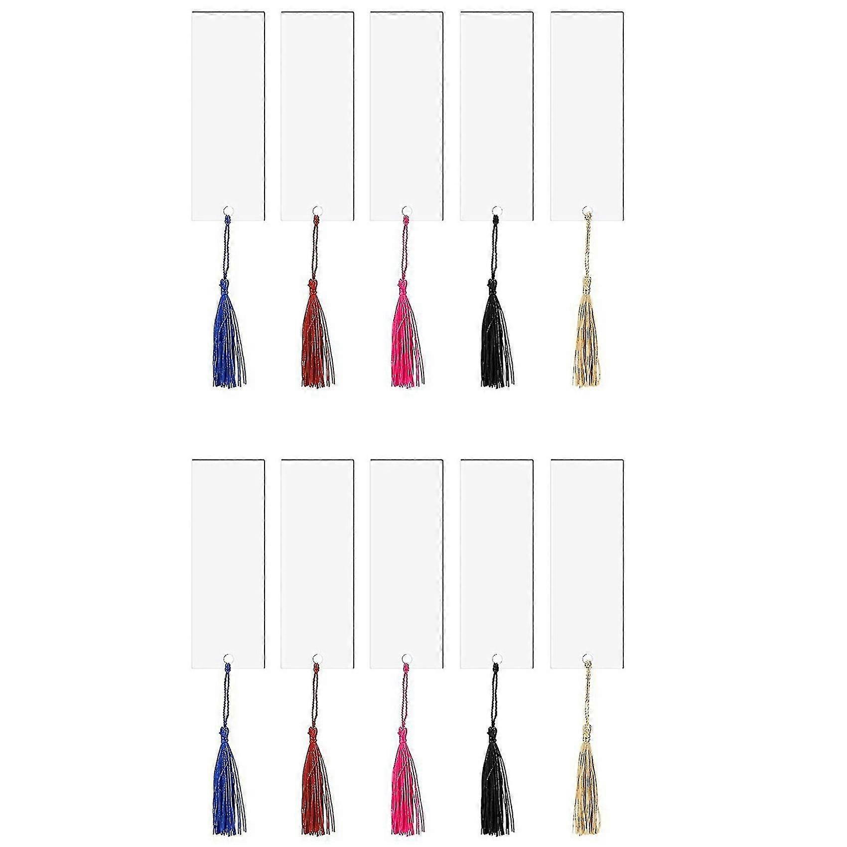40pcs Acrylic Bookmark Blank Clear Diy Unfinished Mini Book Markers With Colorful Tassels For Diy C