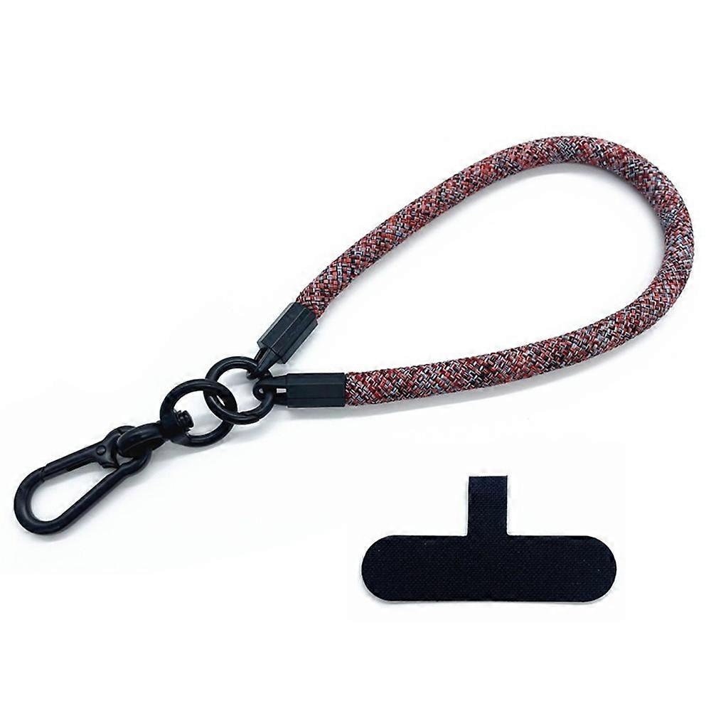 Phone Hand Strap 8mm Polyester Short Strap Lanyard with Tether Tab,Length: 30cm-Red+Black+Blue