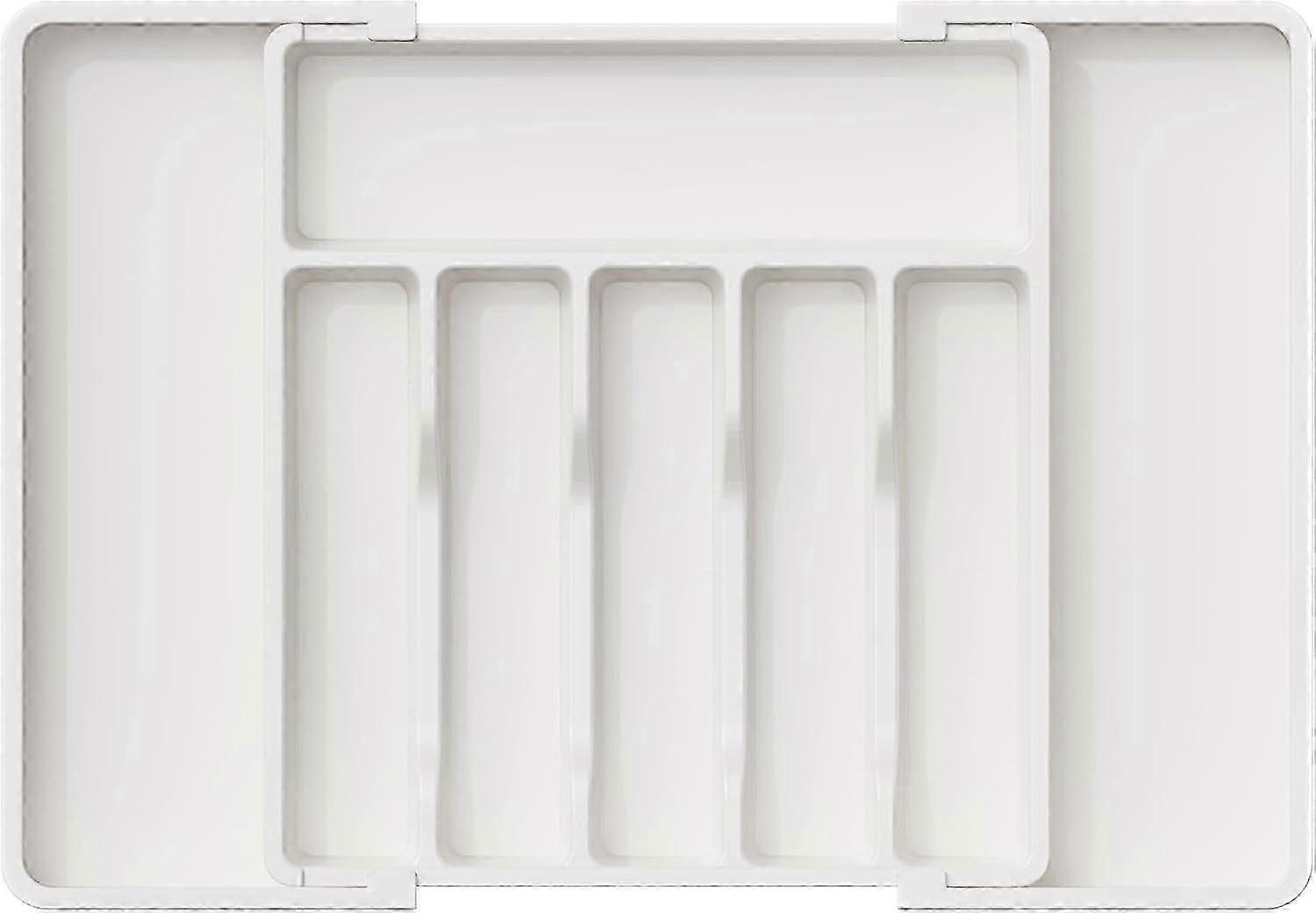 Cutlery Drawer Organiser, Adjustable Silverware and Flatware Holder, Compact Plastic Storage for Spoons Forks