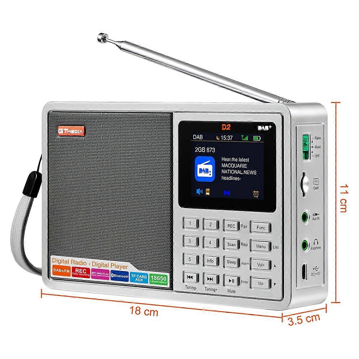 GTMEDIA D2 Portable Radio FM/DAB+ Digital Radio, 2.4Inch LCD Display
