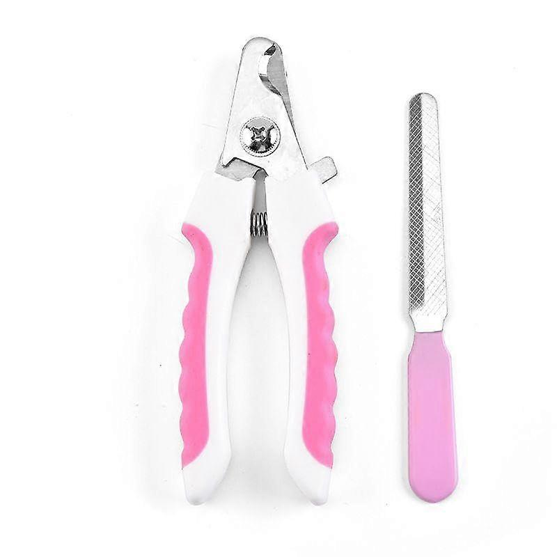 Dog Nail Trimmers and Cat Nail Clipper Set for Small Breeds, Heavy Duty, Safe Claws, White/Pink Design