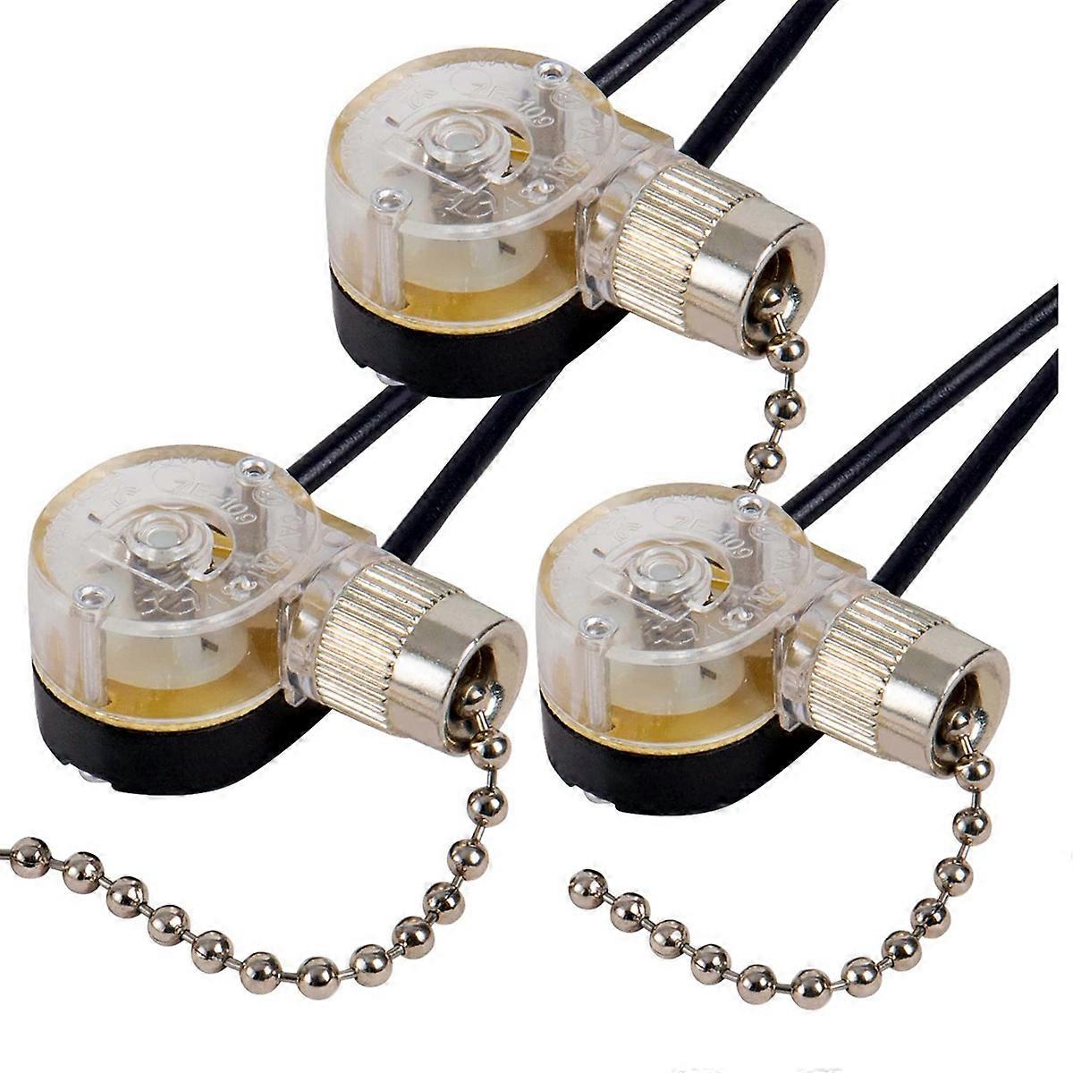 3Pack Ceiling Fan Light Switch ZE-109 Fan Switch (Nickel)