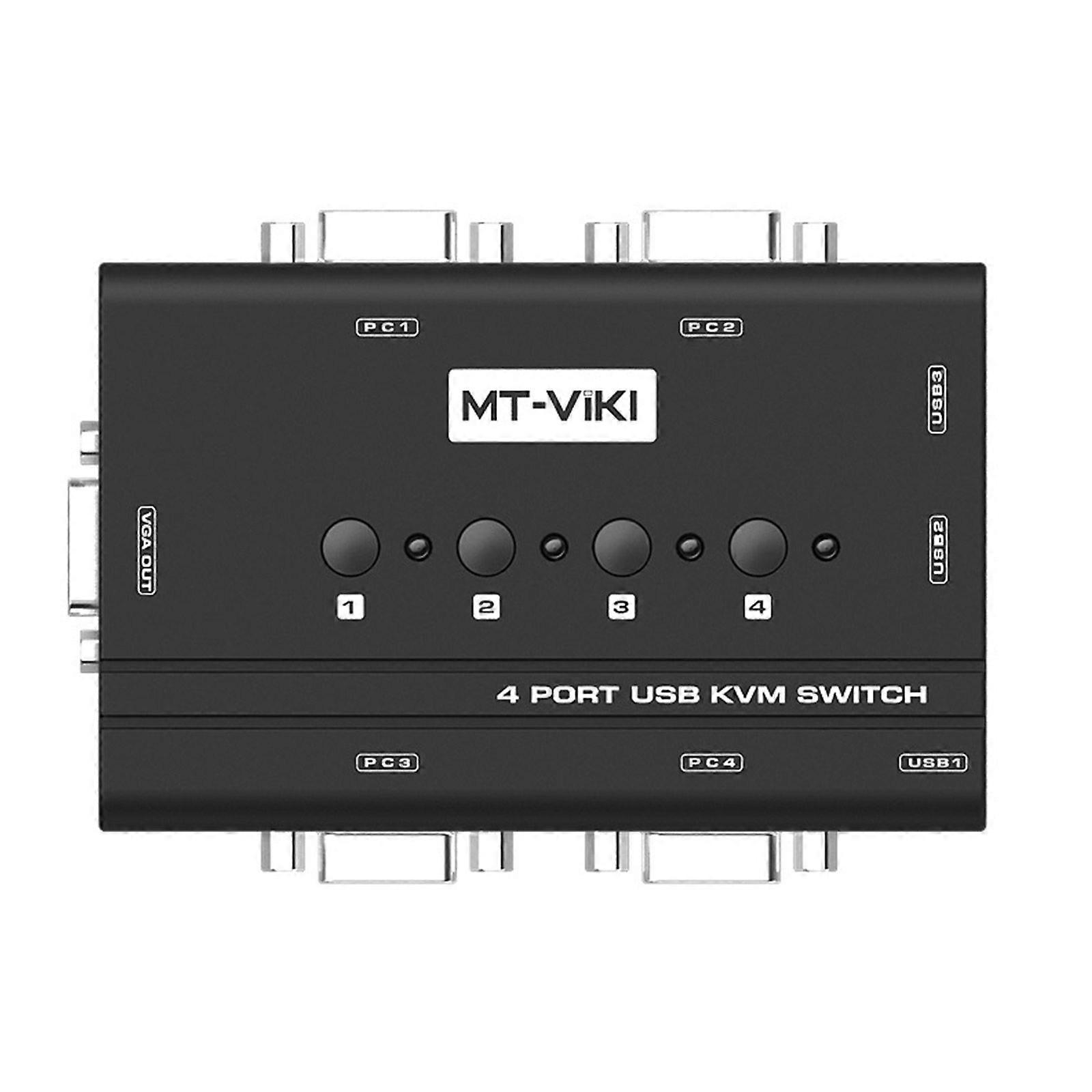 4 Ports USB KVM Switcher with 4 Inputs 1 Output High Definition VGA Switch Box