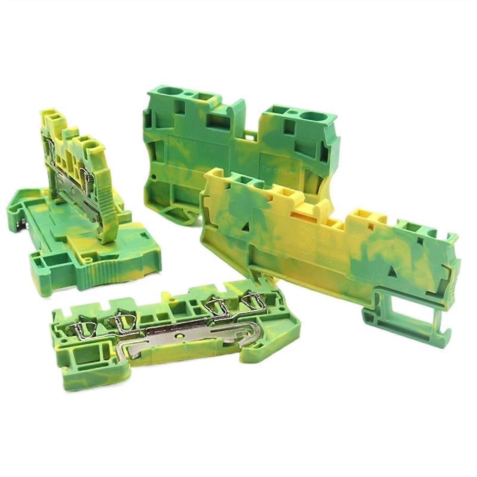 10pcs DIN Rail Terminal Blocks Spring Ground Terminal Block Connector 500V 800V 1000V 17.5A 31A 40A 50A 57A Cable Connector