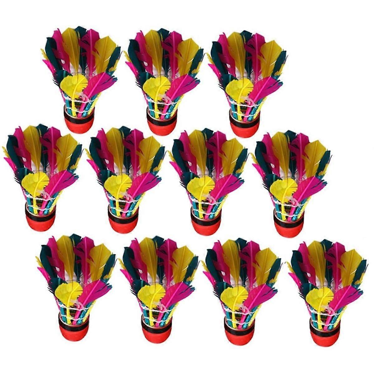 11PCS Colorful Goose Feather Badminton Shuttlecocks for Training
