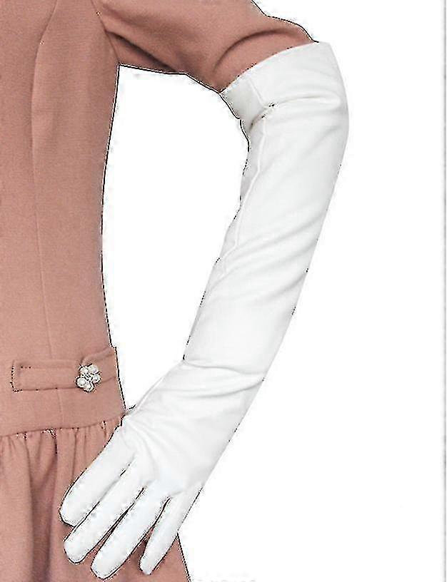 Weiche Simulation Lederhandschuhe Damen Lang Über Ellbogen Fäustling 50cm