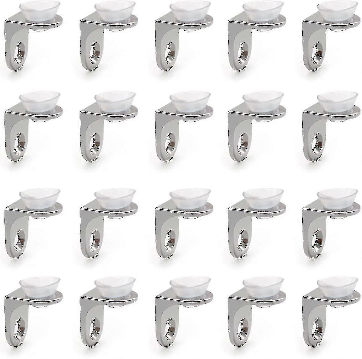 20 Pieces Right Fixing Bracket Glass Shelf Base Bracket With Anti- Suct