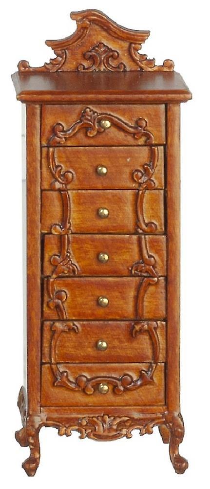 Dolls House Victorian Walnut Tallboy Chest Of Drawers Jbm Bedroom Furniture 1:12