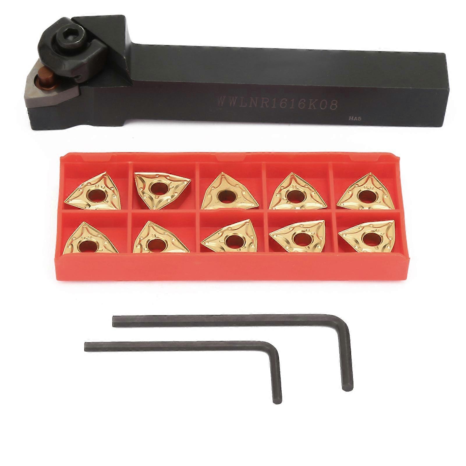 13pcs WWLNR1616H08/WWLNR1616K08 16 x 125mm Turning Tool Holder Set with 10 Inserts
