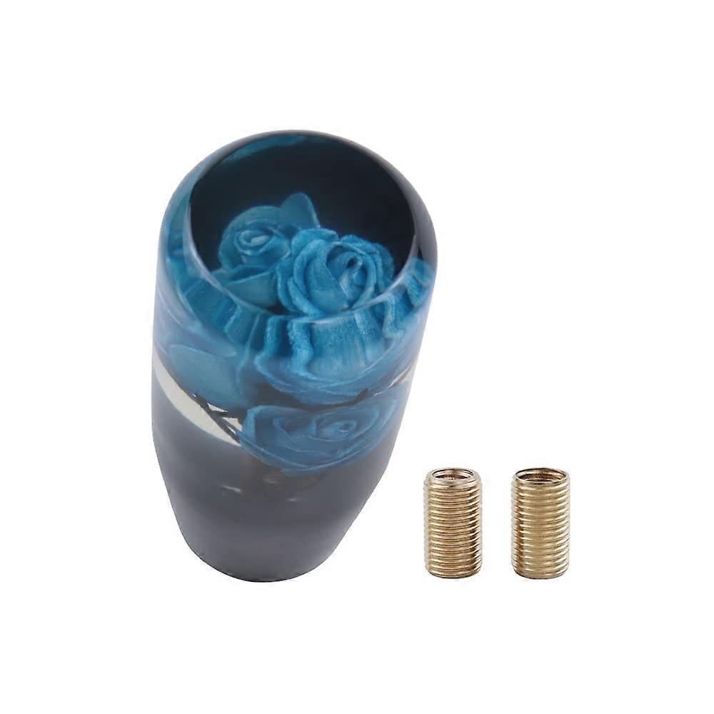 Gear Stick Shift Knob Universal Fit 10 cm JDM Clear Blue Real Flowers For Manual Transmission