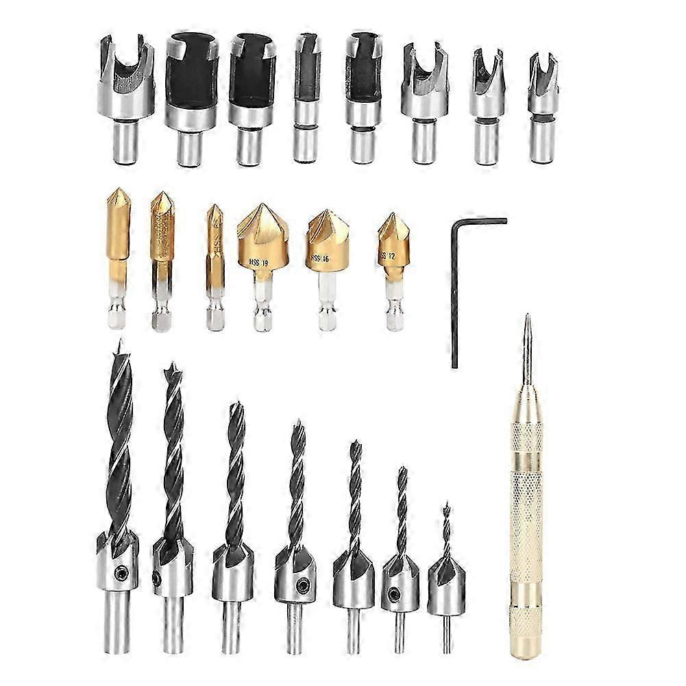 23Pcs Claw Type Chamfer Drill Bit Hex Set for Woodworking Cutter Chamfering Tool