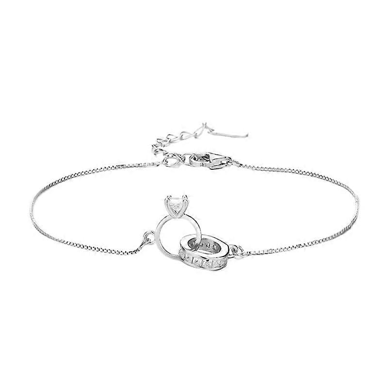 925 Sterling Silver Interlocking Circles Bracelet for Women, Adjustable Size, Elegant Design, Durable Material