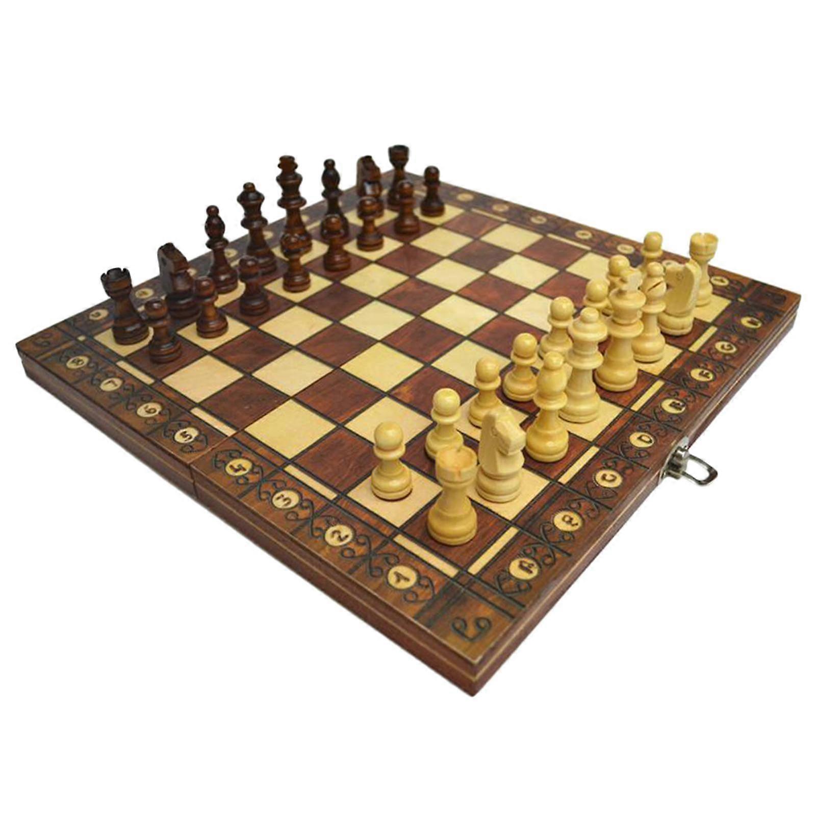 3 in 1 Folding Wooden Chess Set 15 "Chess Board with Storage Case
